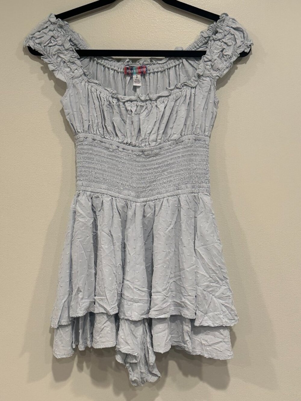 URBAN OUTFITTERS Rosie Smocked Tiered Ruffle Romper In Blue sz.S